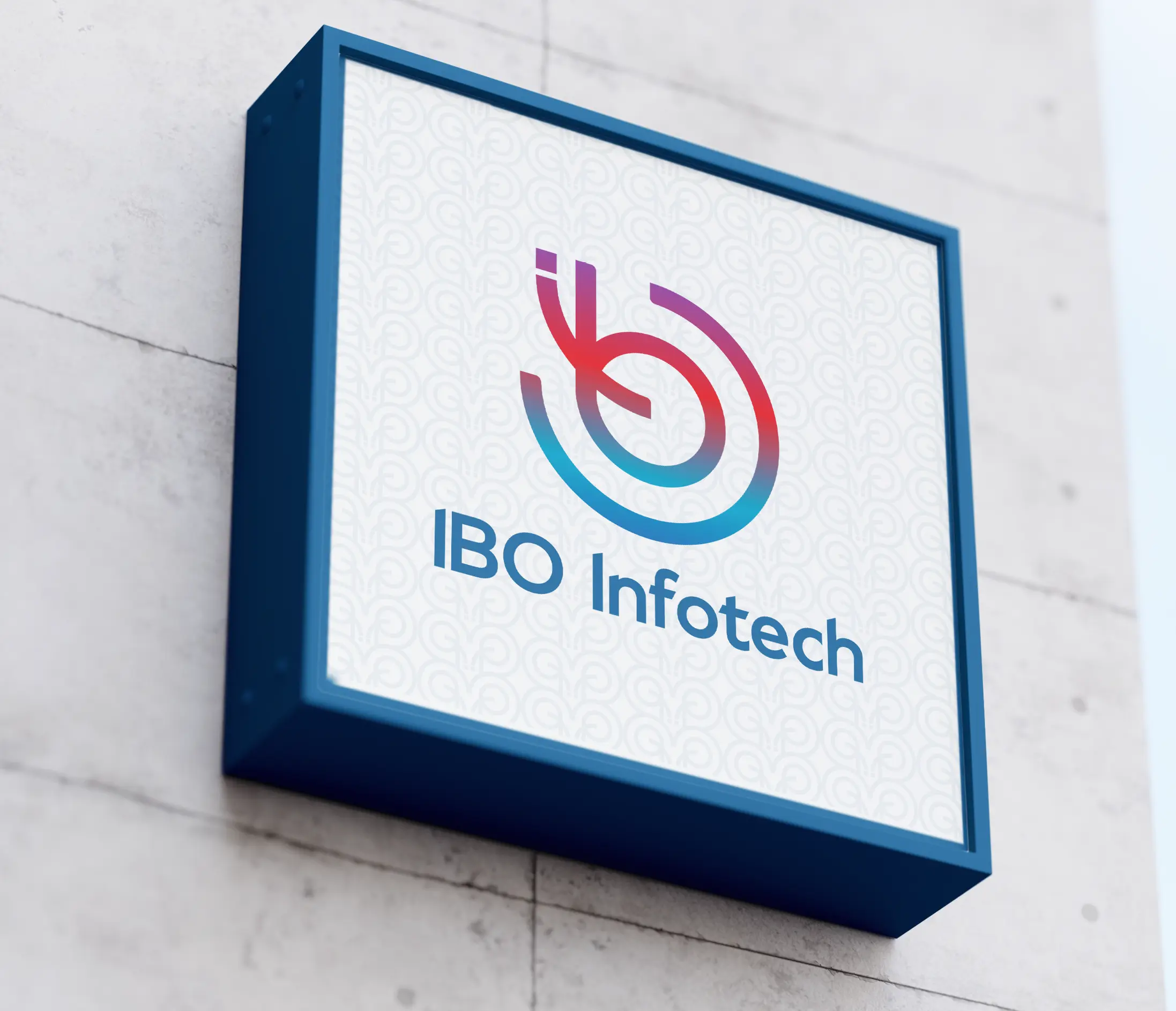 IBO Infotech logo in wall